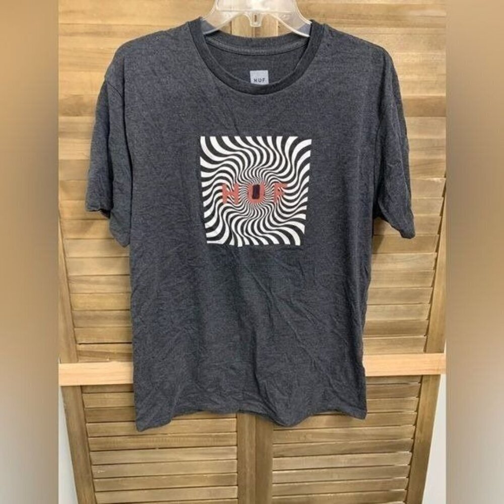 HUF Short Sleeve Graphic Cotton T-Shirt Grey Mens size Large